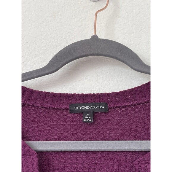 Beyond Yoga Free Style Pullover AUBER Size XL NWT $79 Waffle Knit‎ Purple V Neck - Picture 2 of 11